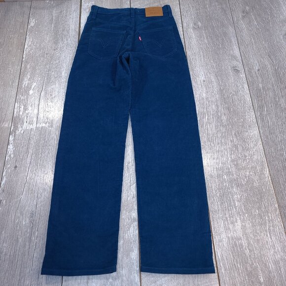 Levis Jeans Womens Size 24 Blue Corduroy Ribcage Straight Ankle Premium Big E - Picture 3 of 10